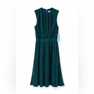 Draper James Smocked Waist Sleeveless Midi Dress Green Navy Plaid NWT Size S